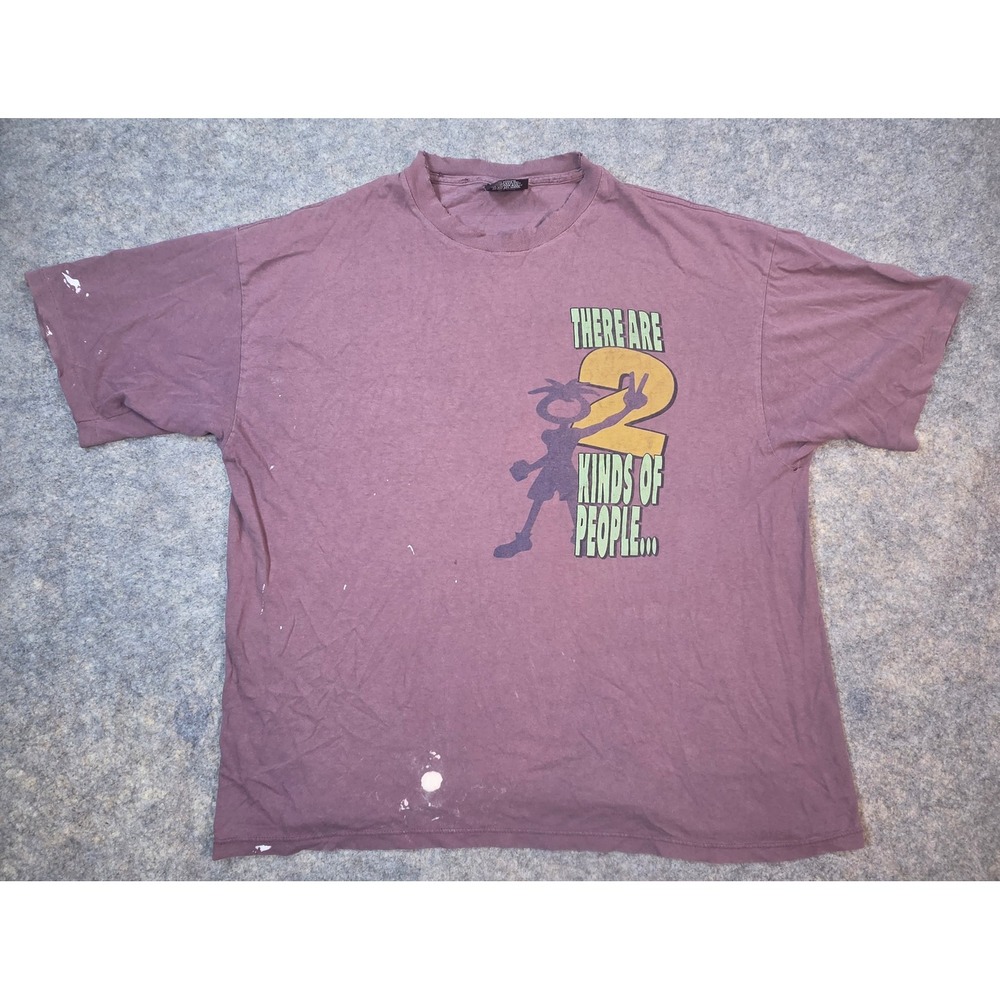 Vintage OGIO Graphic T Shirt XXL Purple Made in USA 2 Kinds of People Distressed